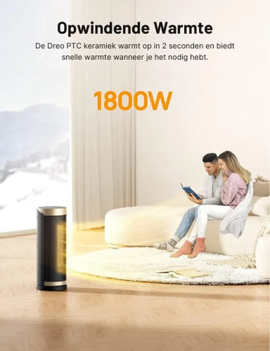 DREO® Solaris Slim H3 -Elektrische Verwarming - Elektrische Kachels - Keramische Kachel - Wandkachel - Keramische Verwarming - Elektrische Kachel - Keramische Kachel Energiezuinig - Keramische Elektrische Kachel - Heater - Ventilatorkachel