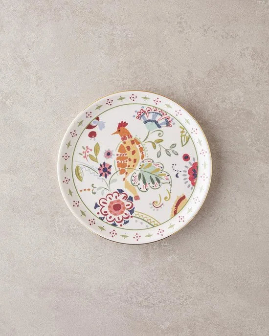 English Home Angelo Seramik Gebakset 18-delig – 6 Personen – Dessertborden Set met Bloemenmotief – Multicolor – Vaatwasserbestendig