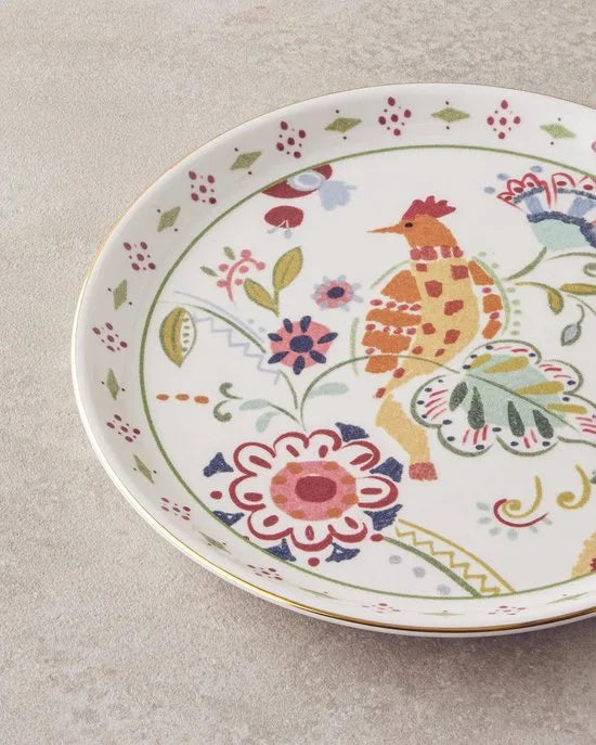 English Home Angelo Seramik Gebakset 18-delig – 6 Personen – Dessertborden Set met Bloemenmotief – Multicolor – Vaatwasserbestendig