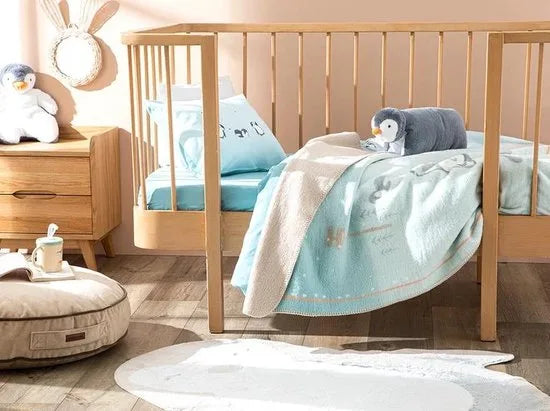 English Home baby deken - 80x120 cm - Beige – Blauw 100 x 120cm