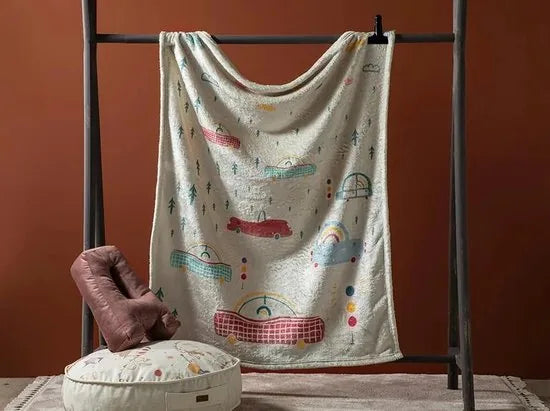 English Home baby deken - Auto's - 100x120 cm - Beige