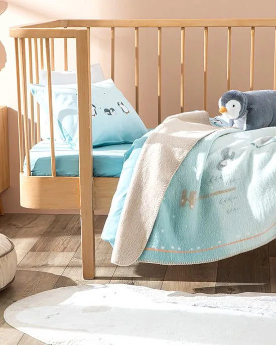English Home - Baby Deken - Deken - Pinguin - 100x120 cm - Mint