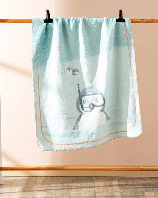 English Home - Baby Deken - Deken - Pinguin - 100x120 cm - Mint