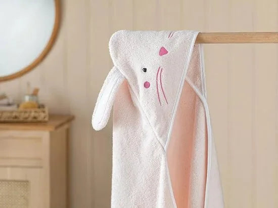 English Home baby handdoek - Met capuchon - %100 Katoen - 75x75 Cm - Roze