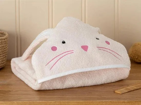 English Home baby handdoek - Met capuchon - %100 Katoen - 75x75 Cm - Roze