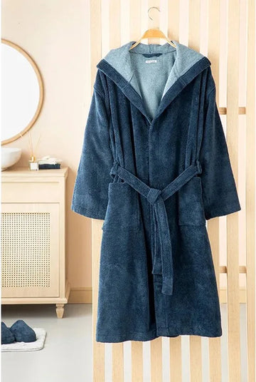 English Home - Badjas - Katoen - L - XL - Marineblauw