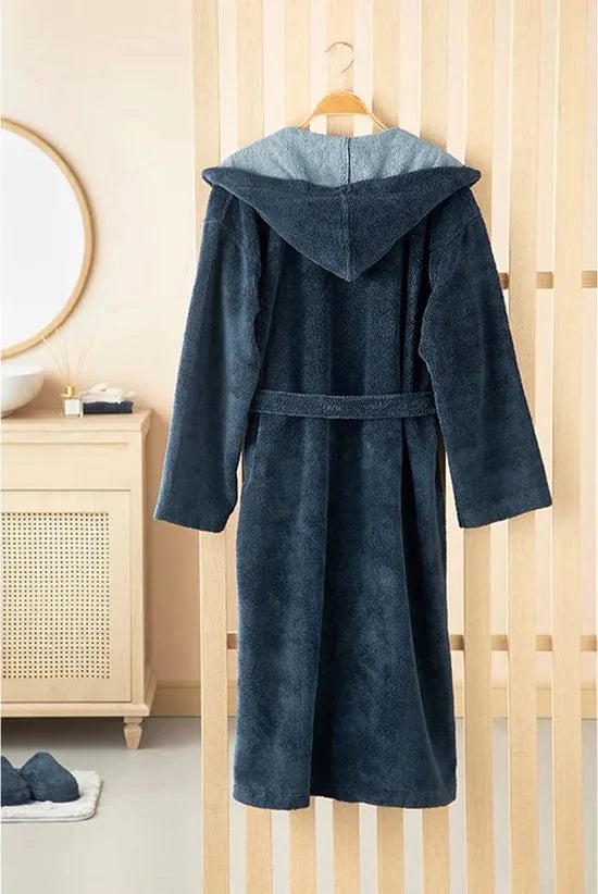 English Home - Badjas - Katoen - L - XL - Marineblauw