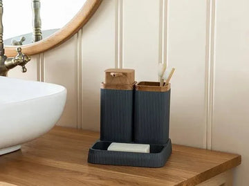 English Home badkamer accessoire set - 15x16x17 cm - Grijs