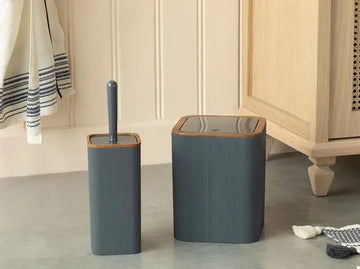English Home badkamer accessoire set - 18x22 cm-10x34 cm - Grijs