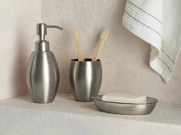 English Home badkamer accessoire set - 7x6,3x11,7cm 7x6,3x10,2cm - silver