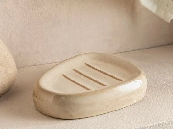 English Home badkamer accessoires set 3 stuks - 10x10x16 - 8x8x11 - 11x11x3 - Beige