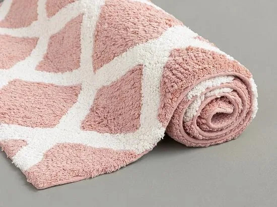 English Home badmat - 60x90 cm - Creme met een regenboog – Roze