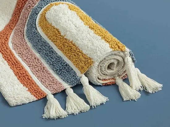 English Home badmat - 60x90 cm - Wit met een regenboog