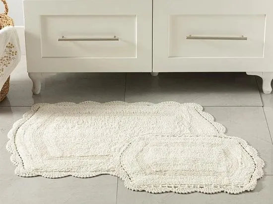 English Home badmatten - 60x90-40x60 cm - Grijs – Creme