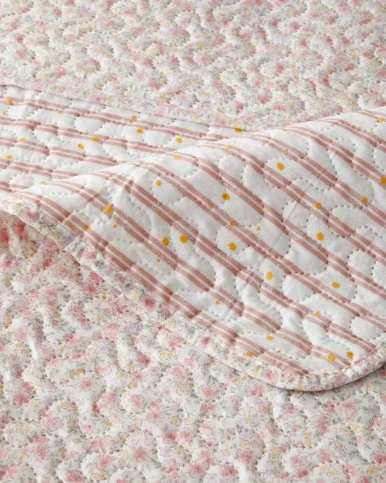 English Home Belle Band Bedsprei 200x220 cm – 2-persoons – Multifunctionele Sprei – Polyester – Roze