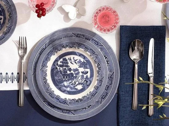 English Home Bordenset - Royal -Dinerborden - 4 Persoons - 12 stuks - Porselein - Delfts Blauw