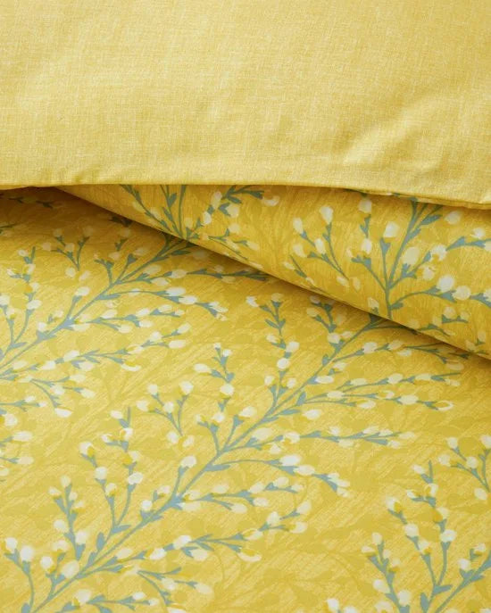 English Home Branchmist Dekbedovertrekset – 2-persoons – Inclusief 2 Kussenslopen – Kreukherstellend - 200x220 cm – Geel