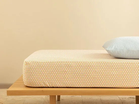 English Home Celadon Hoeslaken - Mix & Match Collectie - Jersey - 100x200 cm - Geel – Wit/geel 160 x 200cm