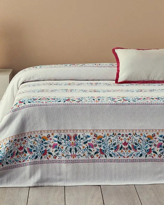English Home Charming Lines- Zomerdeken - Tweepersoons - 100% Katoen - 200x220 cm - Kleurrijk