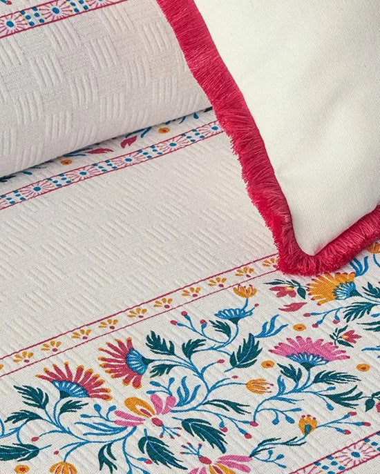 English Home Charming Lines- Zomerdeken - Tweepersoons - 100% Katoen - 200x220 cm - Kleurrijk