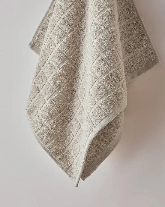 English Home Chequer Handdoek - 2 stuks - 50x80 cm – 100% Katoen – Zachte en Absorberende Handdoek – Beige/Ecru