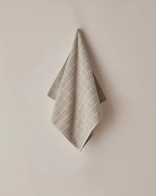 English Home Chequer Handdoek - 2 stuks - 50x80 cm – 100% Katoen – Zachte en Absorberende Handdoek – Beige/Ecru