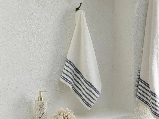English Home Chequer Handdoek - 2 stuks - 50x80 cm – 100% Katoen – Zachte en Absorberende Handdoek – Beige/Ecru