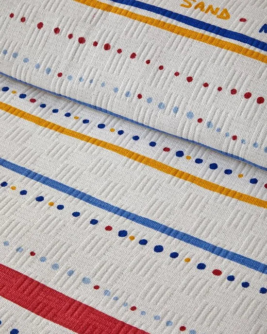 English Home Coastal Stripe - Deken - Zomerdeken - 100% Katoen -Een Persoons - 150 x 220 cm – Rood/Wit – Rood