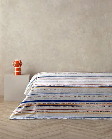 English Home Coastal Stripe - Deken - Zomerdeken - Tweepersoons - 100% Katoen - 200x220 cm - Wit/Kleurrijk