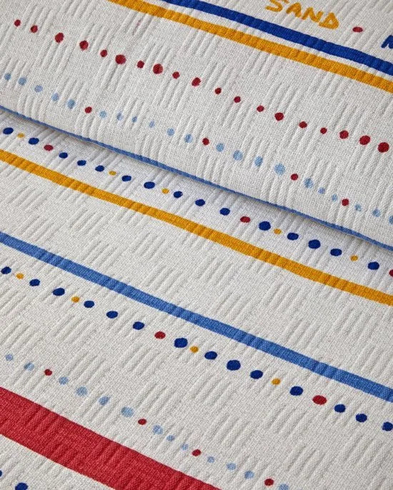 English Home Coastal Stripe - Deken - Zomerdeken - Tweepersoons - 100% Katoen - 200x220 cm - Wit/Kleurrijk