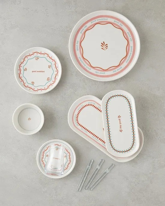 English Home -Enola Ontbijtset - Serviesset 2-Persoons - 8 delig - Kleurrijk Keramiek – Beige/kleurrijk English Home Comely Ontbijtservies Set 3