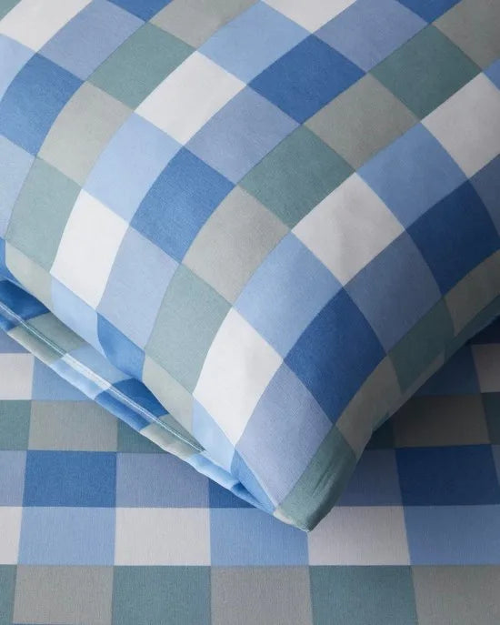 English Home Cuby Dekbedovertrekset 200x220 cm – 2-persoons – Inclusief 2 Kussenslopen – Kreukherstellend – Blauw