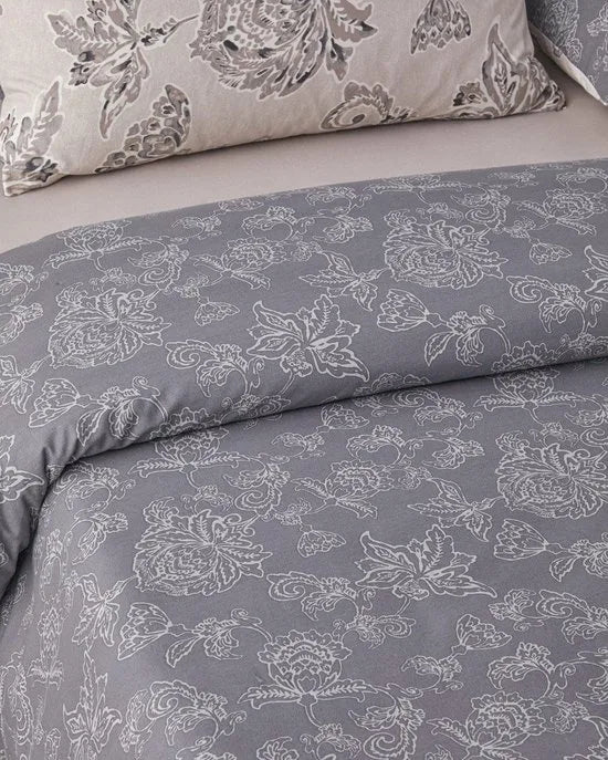 English Home Curioleaf Dekbedovertrek 160x220 cm – Eenpersoons - 100% Katoen – Incl. Hoeslaken 100x200 - 1x Kussensloop – Beige