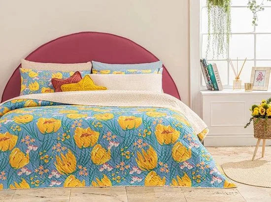 English Home dekbed zonder overtrek - Bedrukt dekbed - Wasbaar - 200x220 cm - Blauw