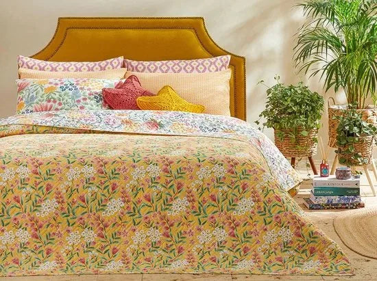 English Home dekbed zonder overtrek - Bedrukt dekbed - Wasbaar - 200x220 cm - Geel
