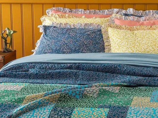 English Home dekbed zonder overtrek - Bedrukt dekbed - Wasbaar - 200x220 cm - Blauw