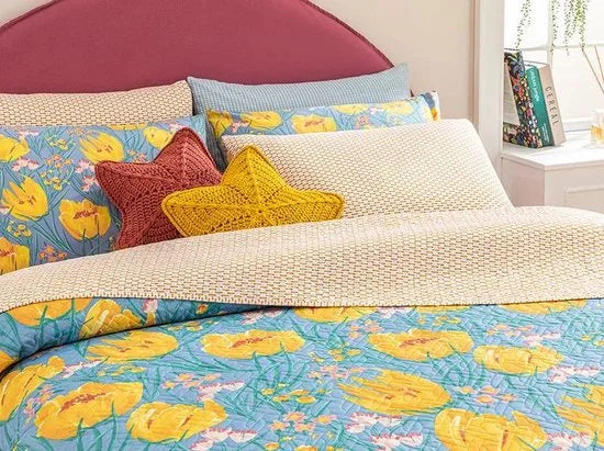 English Home dekbed zonder overtrek - Bedrukt dekbed - Wasbaar - 200x220 cm - Blauw