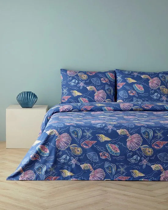 English Home - Dekbedovertrekset - 100% katoen - 200 x 220 cm - Donkerblauw kleur