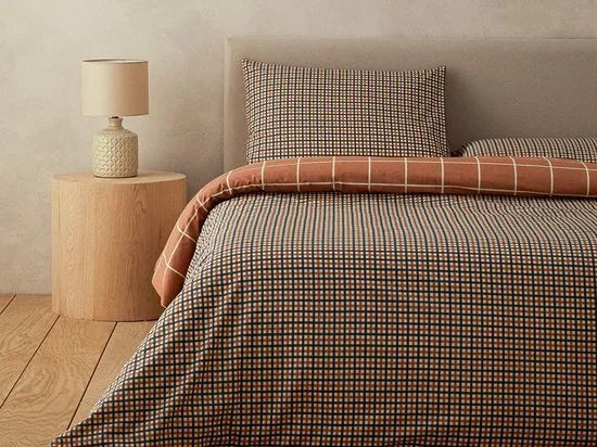 English Home - Dekbedovertrekset - 1x Hoeslaken 100x200 - Incl 1 kussensloop -160x220 cm - Terracotta