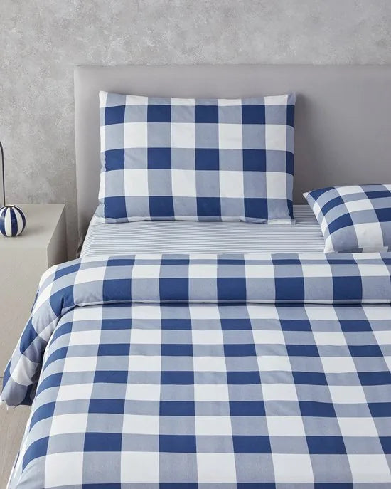 English Home - Dekbedovertrekset - Gingham - incl. Hoeslaken 160x200 - 2 kussenslopen - 200 x 220 cm - Marineblauw