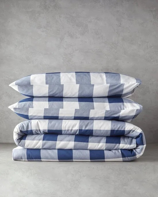 English Home - Dekbedovertrekset - Gingham - incl. Hoeslaken 160x200 - 2 kussenslopen - 200 x 220 cm - Marineblauw
