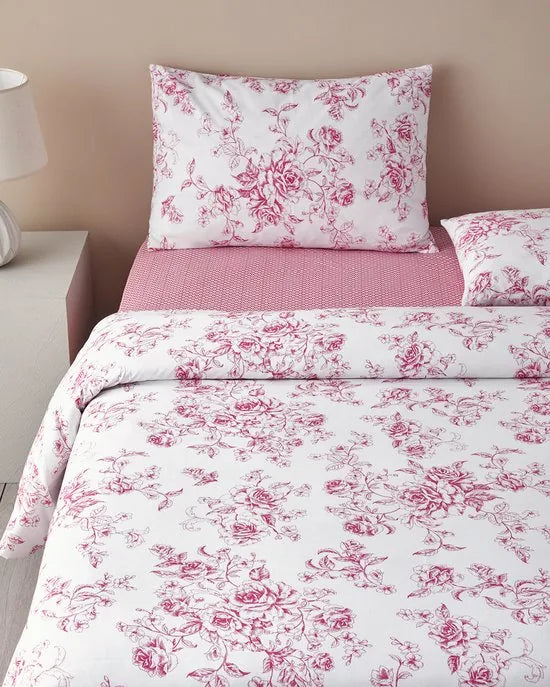 English Home - Dekbedovertrekset - Katoen - 2 kussenslopen - 200 x 220 cm - Roze