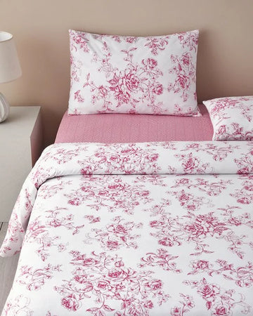 English Home - Dekbedovertrekset - Katoen - 2 kussenslopen - 200 x 220 cm - Roze