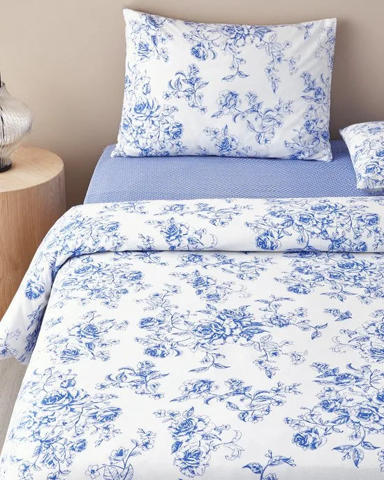 English Home - Dekbedovertrekset - Katoen - 2 kussenslopen - 240 x 220 cm - Blauw