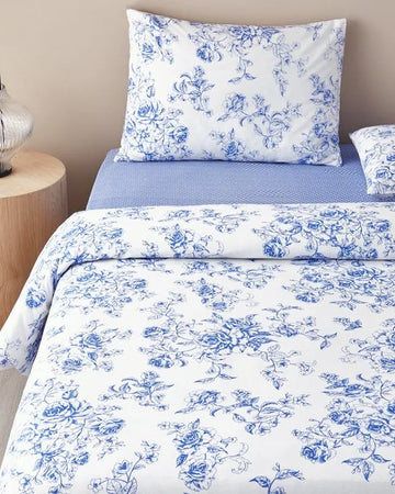 English Home - Dekbedovertrekset - Katoen - 2 kussenslopen - 240 x 220 cm - Blauw
