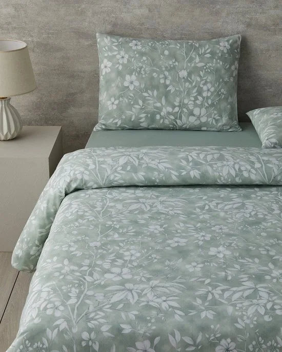 English Home - Dekbedovertrekset - Makkelijk Strijkbaar - 2 kussenslopen - 200 x 220 cm - Groen – Groen-wit
