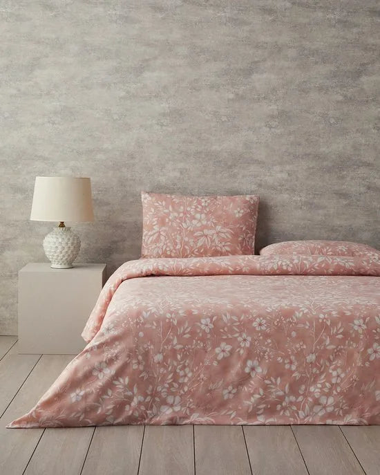 English Home - Dekbedovertrekset - Makkelijk Strijkbaar - Eenpersoons - 1 kussensloop - 160 x 220 cm - Blauw – Wit-roze