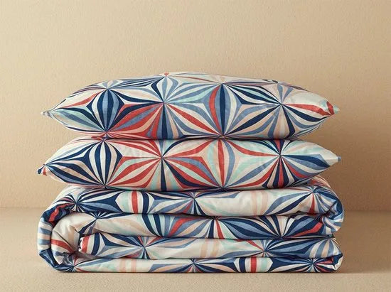 English Home - Dekbedovertrekset - Makkelijk Strijkbaar - Luxe uitvoering - 2 kussenslopen - 200 x 220 cm -Kleurrijk- Blauw