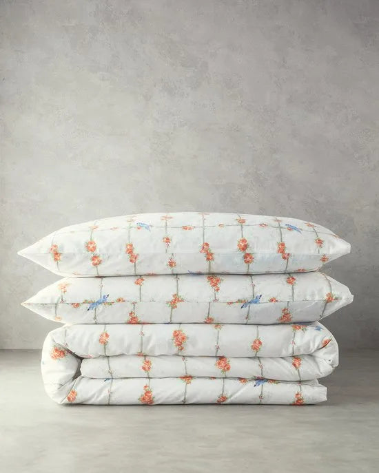 English Home Dekbedovertrekset - Mystery Birds - 100% Katoen - King Size - 2 Kussenslopen -240 x 220 cm - Beige/Kleurrijk