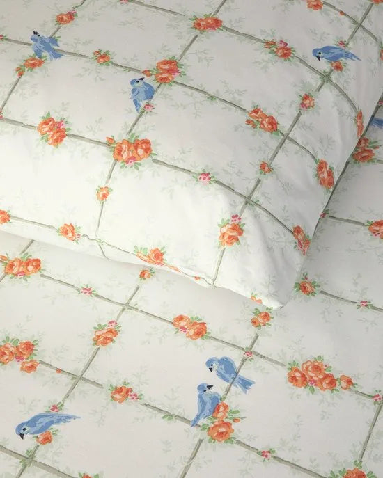 English Home Dekbedovertrekset - Mystery Birds - 100% Katoen - King Size - 2 Kussenslopen -240 x 220 cm - Beige/Kleurrijk